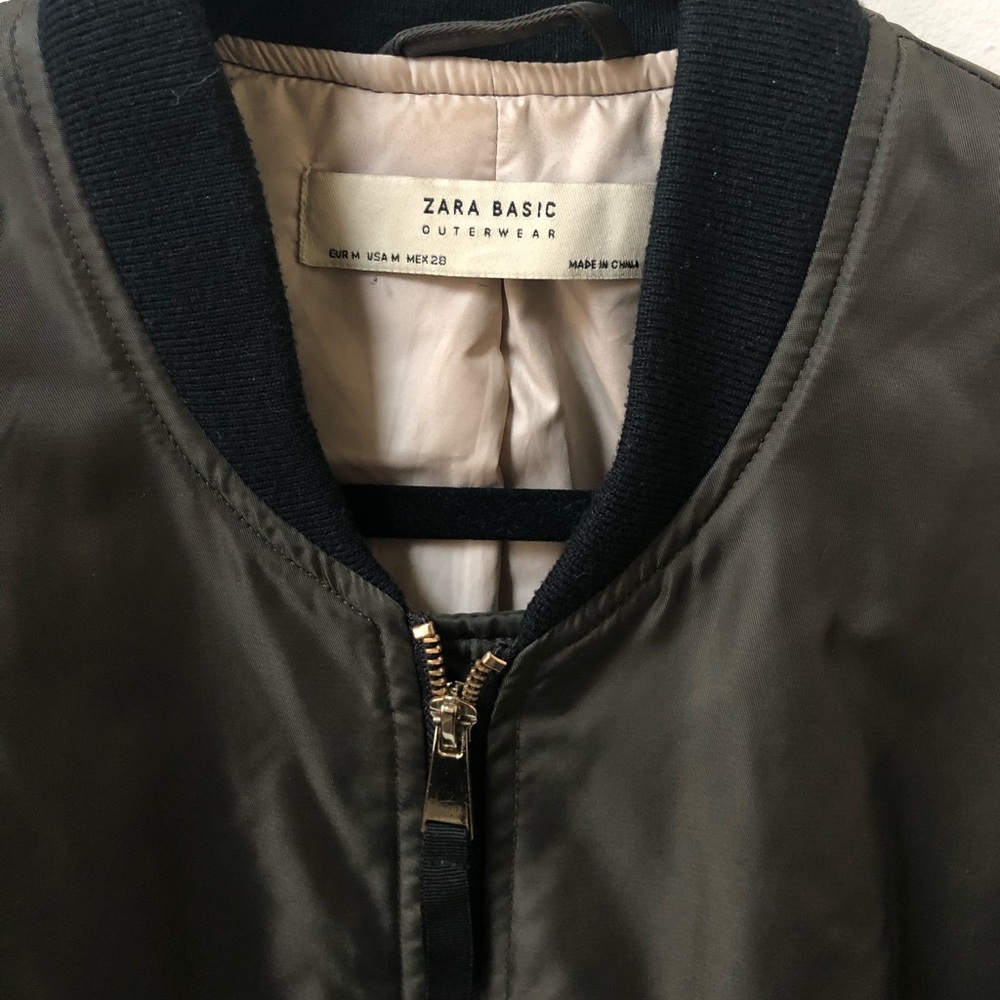 Zara olive green bomber jacket size M - Picture 2 of 3